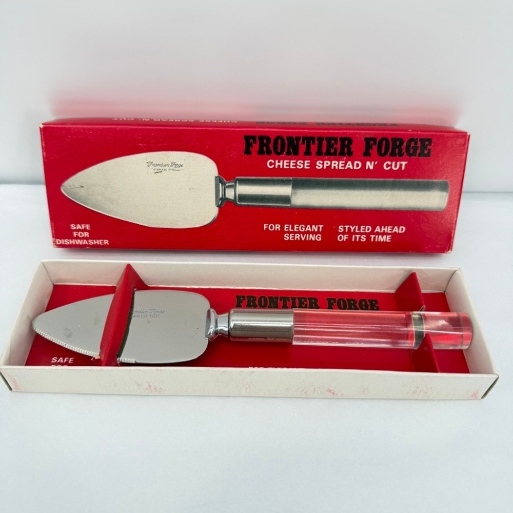 Frontier Forge Cheese Spread N Cut Stainless Steel‎ Lucite Handle VTG Server